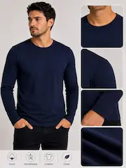 🔘 Mangas largas térmica unisex liso colores negro azul gris - 2