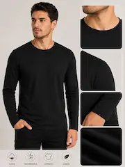 🔘 Mangas largas térmica unisex liso colores negro azul gris - 1
