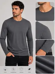 🔘 Mangas largas térmica unisex liso colores negro azul gris - 3