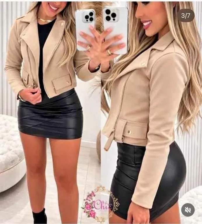Chaqueta de gamuza beige
