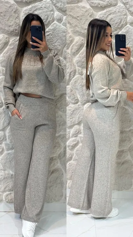 Conjunto de punto gris melange