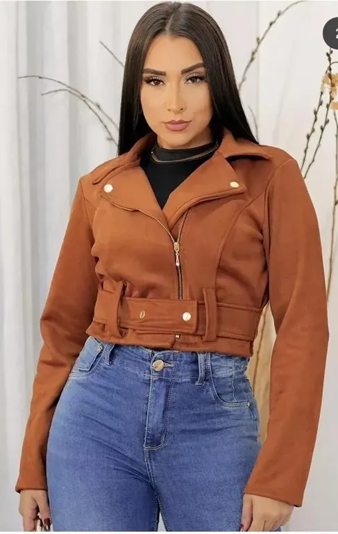 Chaqueta de gamuza marrón camel - 2