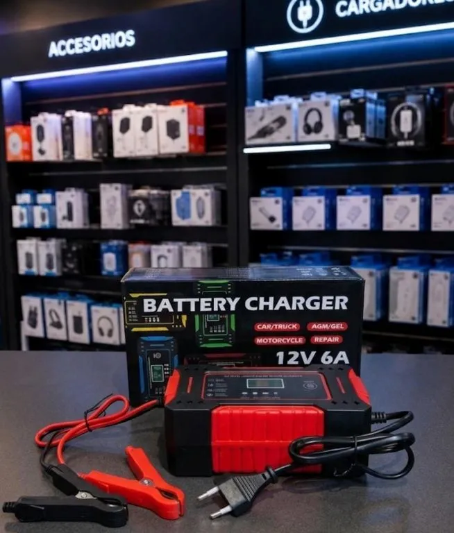 Cargador de Batería para  Auto/Moto 12V 6A