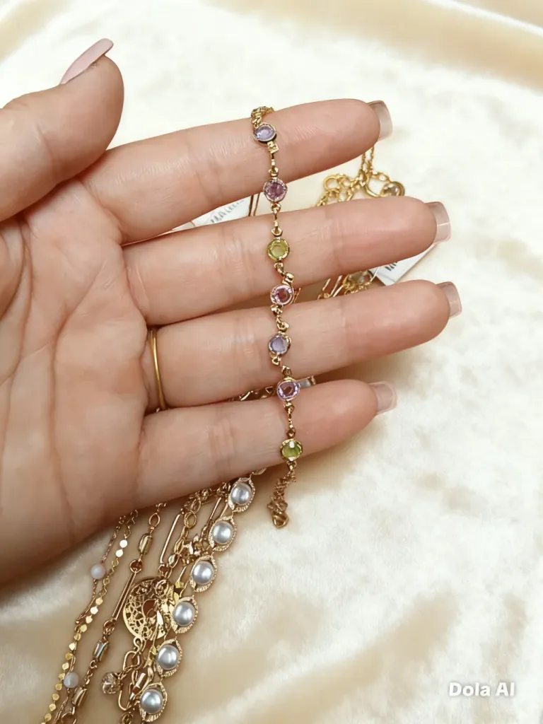 Pulsera Magold Oro 18k con Piedras Coloridas