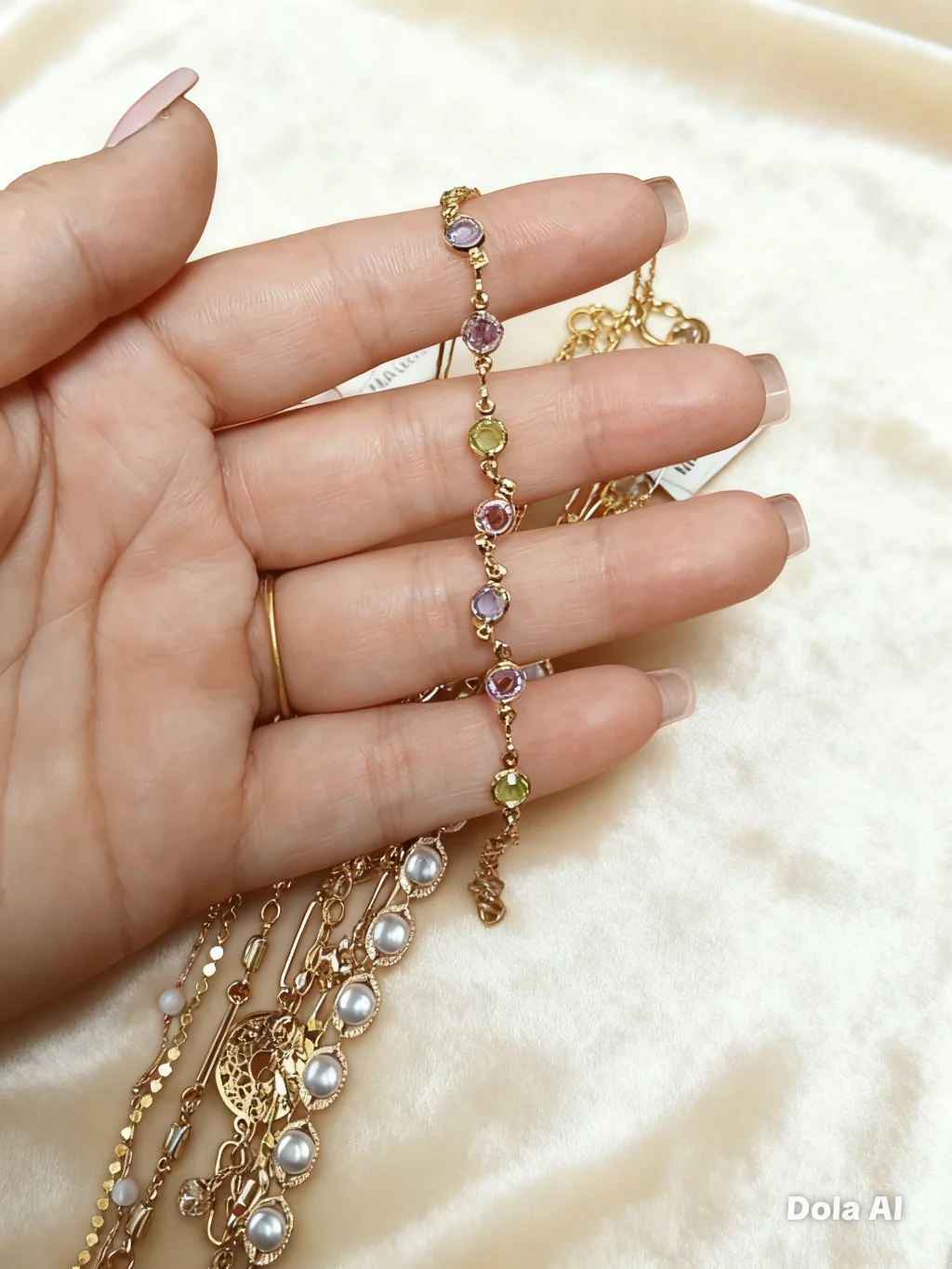 Pulsera Magold Oro 18k con Piedras Coloridas