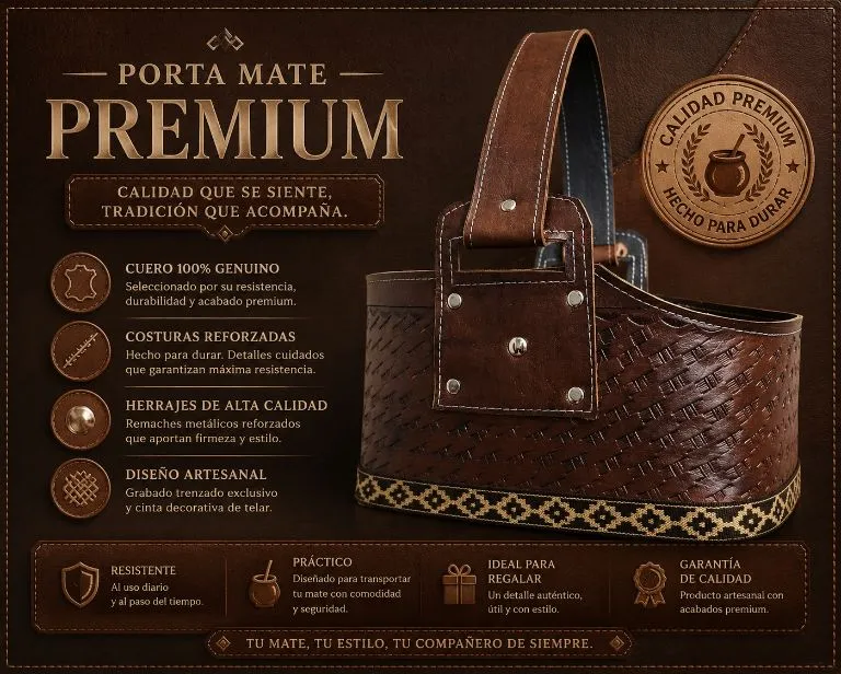 Porta Mate Premium de Cuero