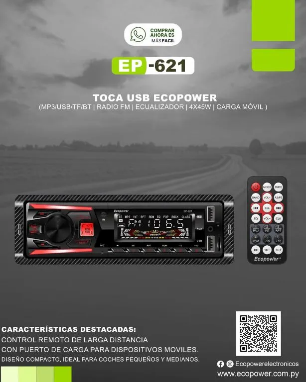 Autoradio Toca USB con Control Remoto