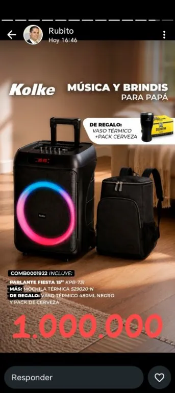 Parlante Kolke con luces LED y mochila