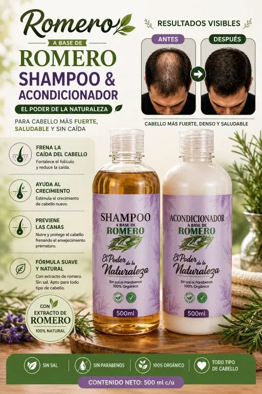 Shampoo y acondicionador de romero