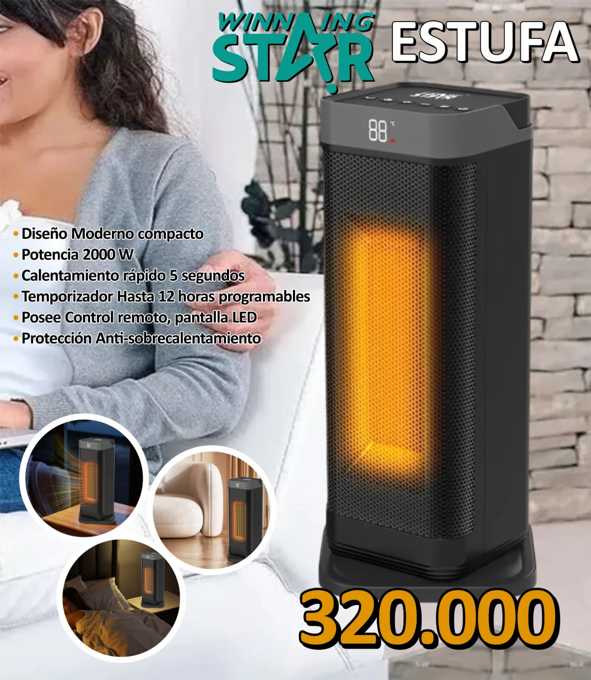 Estufa Calentador c/ Control remoto