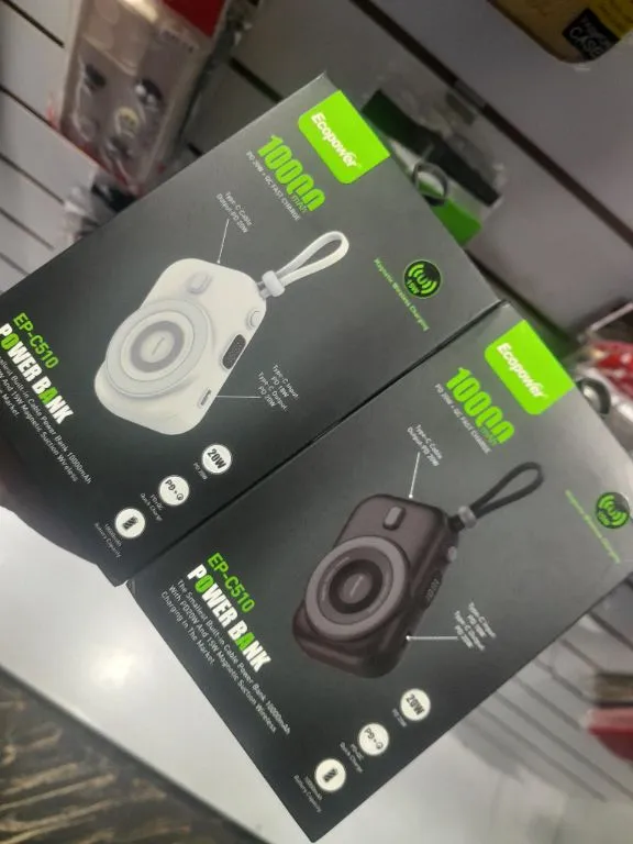 Cargador portátil inalambrico y tipo c modelo tipo cámara - 1
